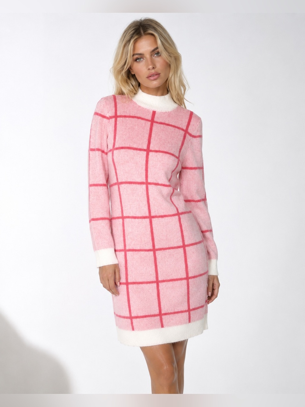 Love Scarlett Windowpane Knit Sweater Dress‎ Quiet Luxury Old Money Parisian